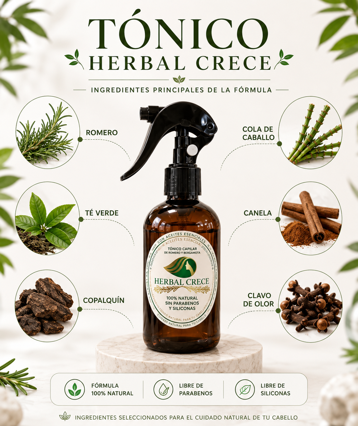 Ingredientes naturales de Herbal Crece